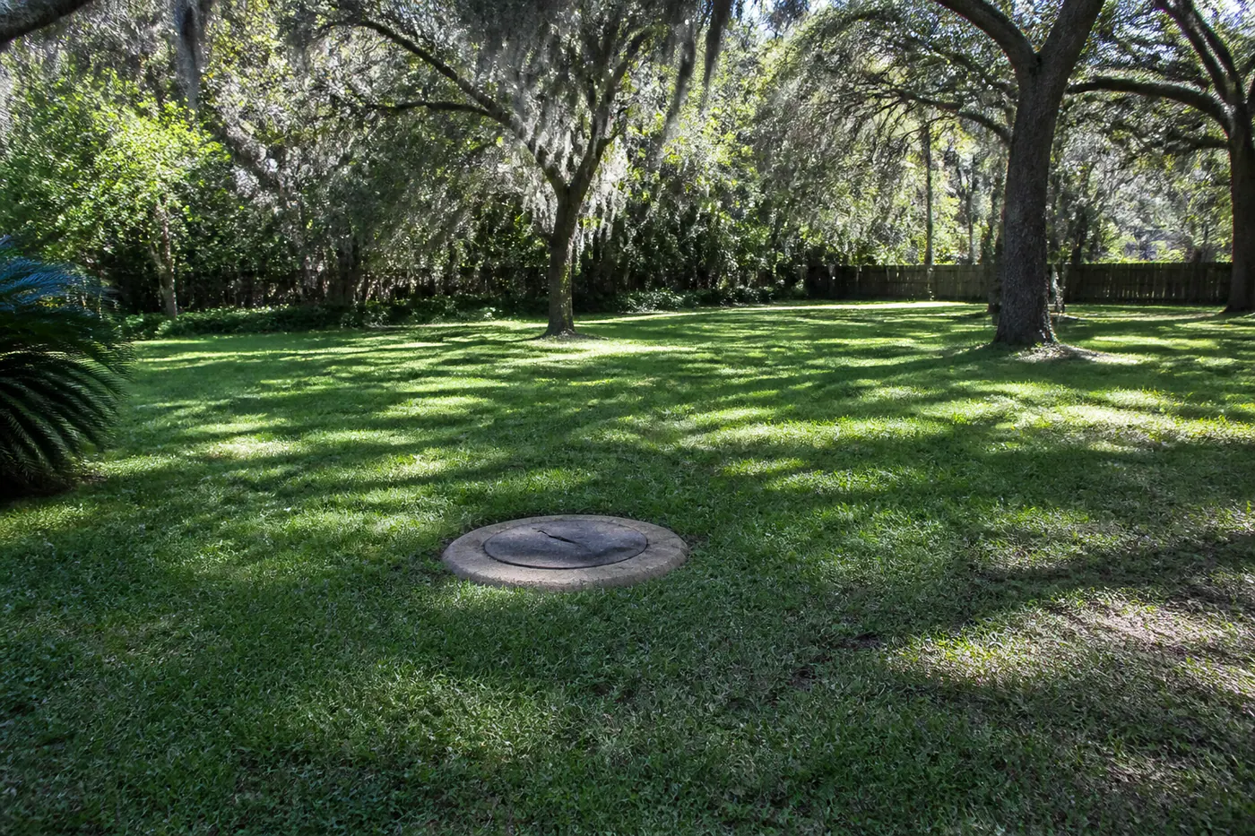 Septic tank access in a residential Florida yard
