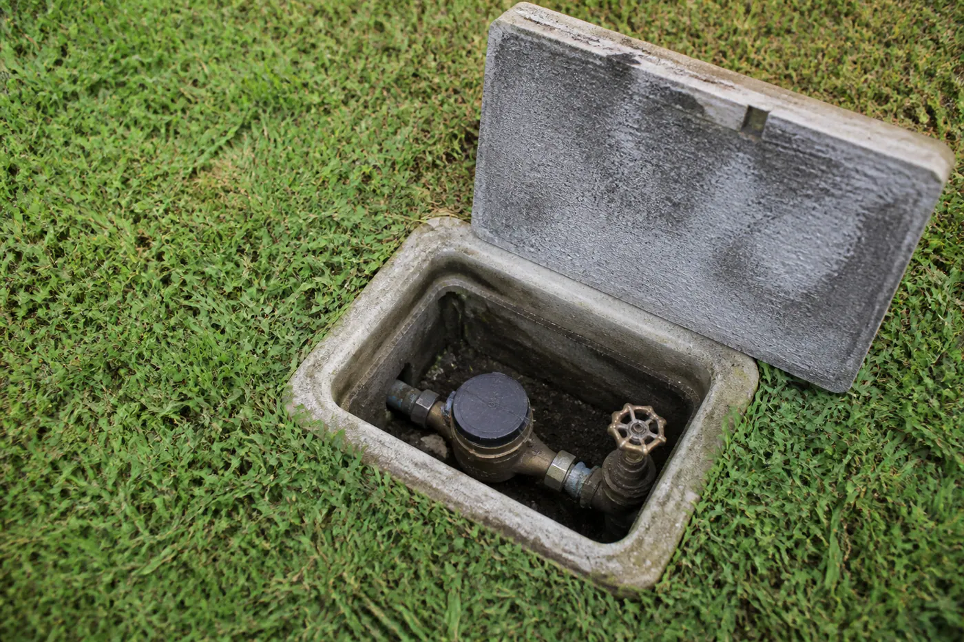 Residential water meter box used to check for hidden leaks